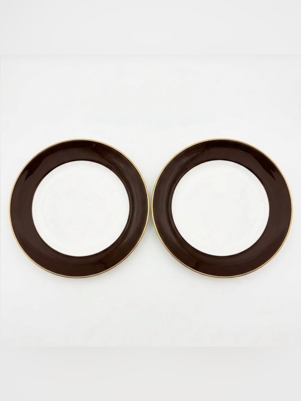 NWOT Lenox x Kate Spade Set of 2 Brown and Gold Rim Dinner Plates
